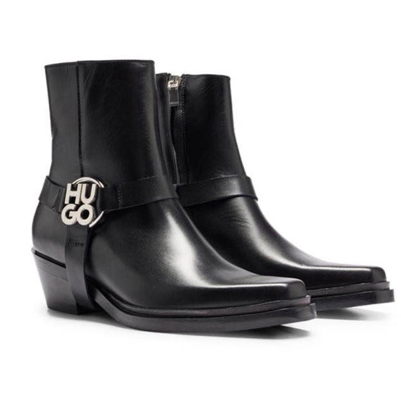 HUGO Shoes - HUGO • Black Kody Leather Ankle Boots